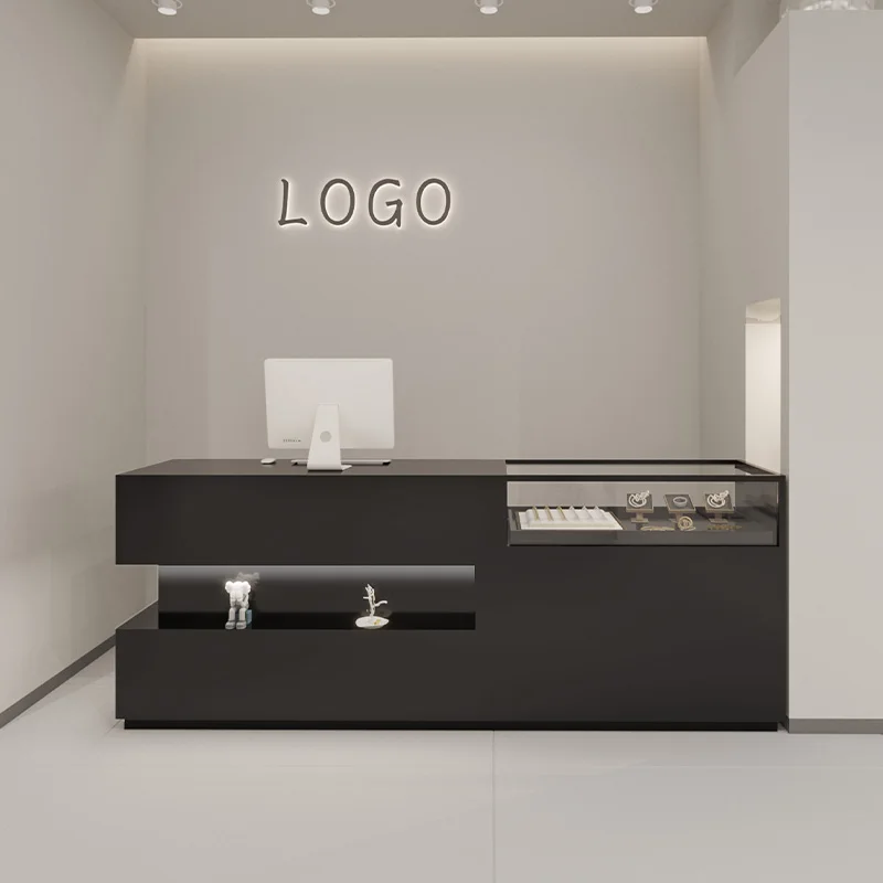 

High-end Light Luxury Reception Desks Simple Front Jewelry Glass Reception Clothing Store Convenience Furniture Recepción JTR