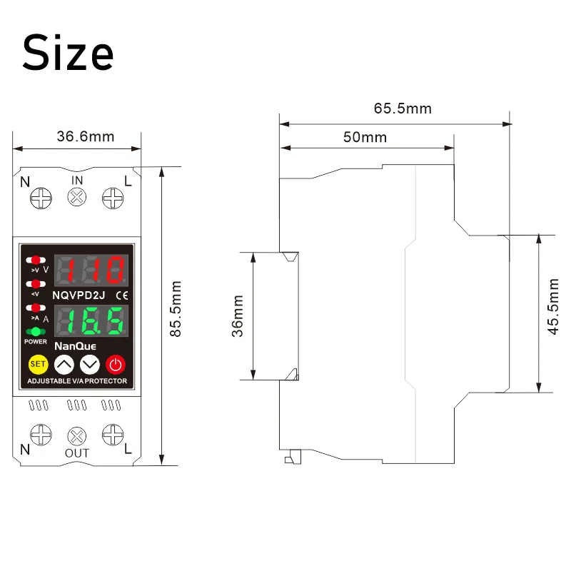 Protecteur De Surtension Réglable SVP-916 – Limiteur De Courant 63A, Tableau ABS, 230V