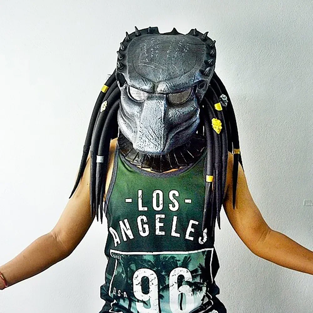 Alien Hunter Maske Alien War Iron Blood Warrior Maske Terror Latex Headset Halloween Masken Alien Monster Hunter Cosplay Masque