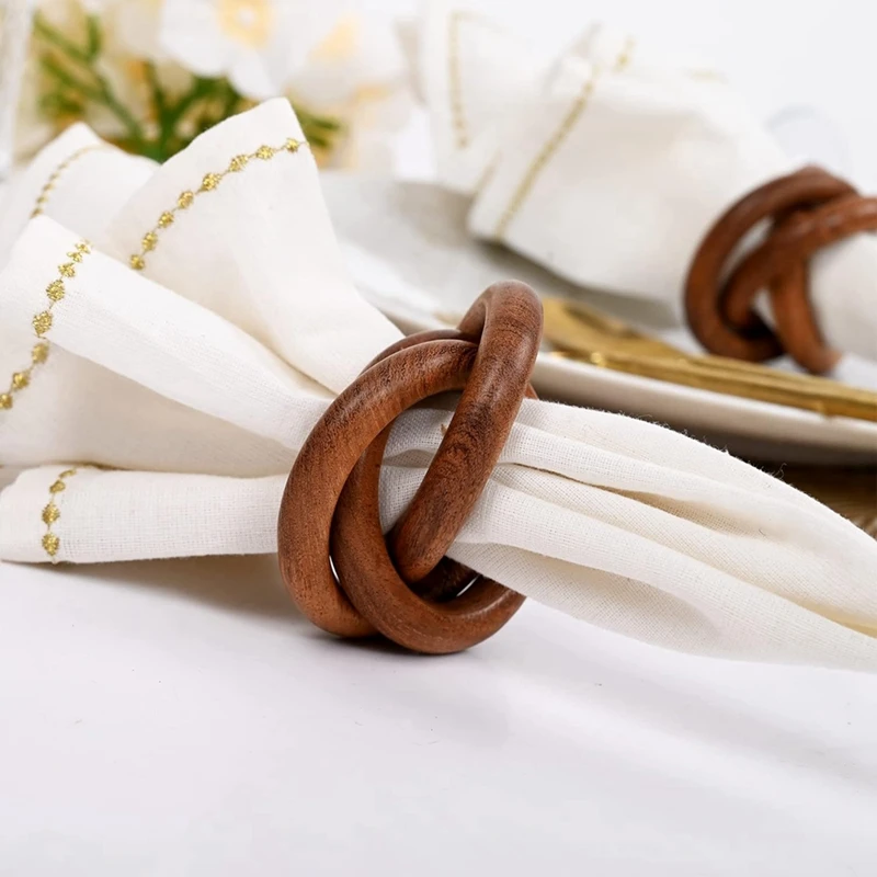 Three-Ring Napkin Rings, Decorative Handcuff Serviette Ring, Napkin Holders, Napkin Rings Bulk For Party Decoration 8Pcs Durable