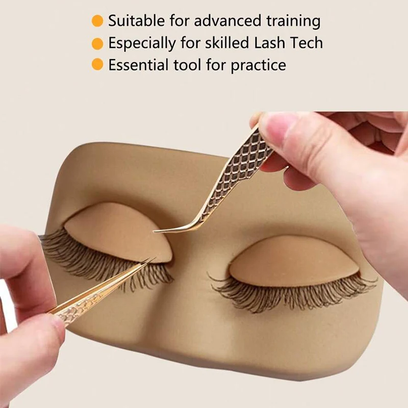 Eyelash Extension Practice Head with Removable Eyelids Flat Mannequin Model Lash Grafting Training Makeup Teaching Accessories