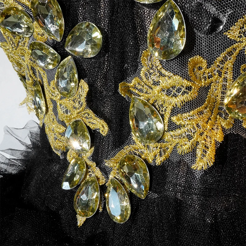 sparkly black sequins two pieces set for women party evening prom celebrate birthday photo shoot dress nightclub dance costume