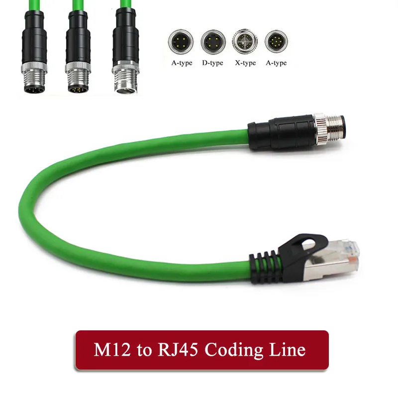 M12 to RJ45 4pin 8 Pin A/D/X-code Aviation Drag Chain Line Double Shielded High Flexible Network Cable Industry Camera Connector