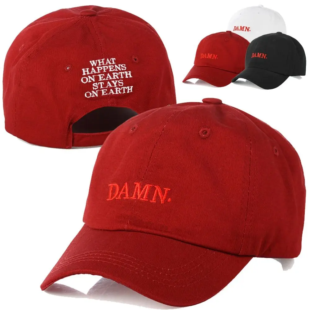 Letter DAMN Embroidery Baseball Cap Stitched Hip-hop Rapper Washed Cotton Baseball Hats Adjustable Distressed Faded Cap