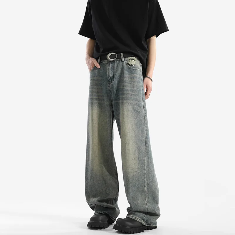 

2026 Summer Korean Version New Retro Vintage Jeans Men'S Loose Straight Leg Pants Casual Wide Leg Pants