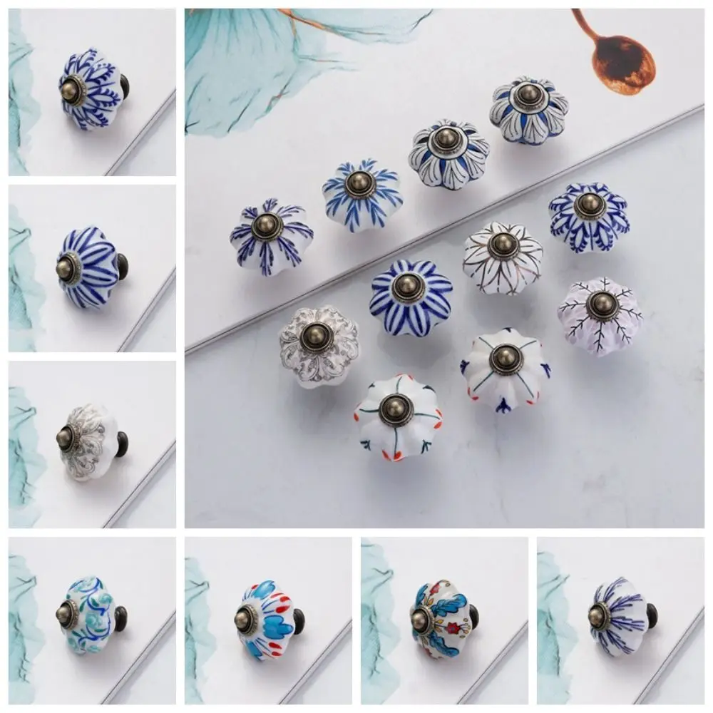 Керамика и сплавы, тыквенная ручка, несколько цветов, креативная винтажная дверная ручка, модная мебельная ручка с одним отверстием, комод