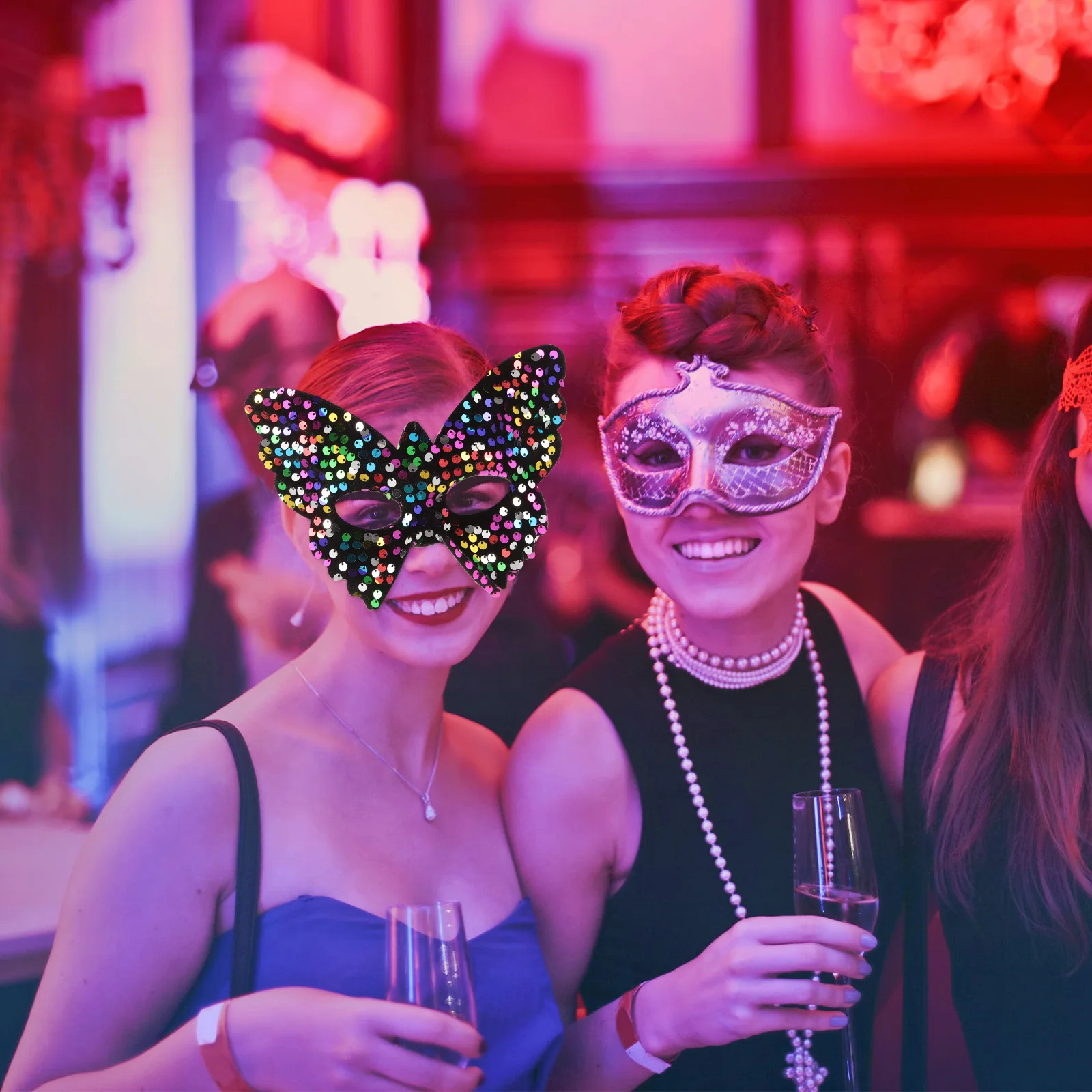 

Elegant Masquerade Sequins Butterfly Mask Cosplay Party Decorative Halloween Carnival Costume Half Face Women Mask For Wedding