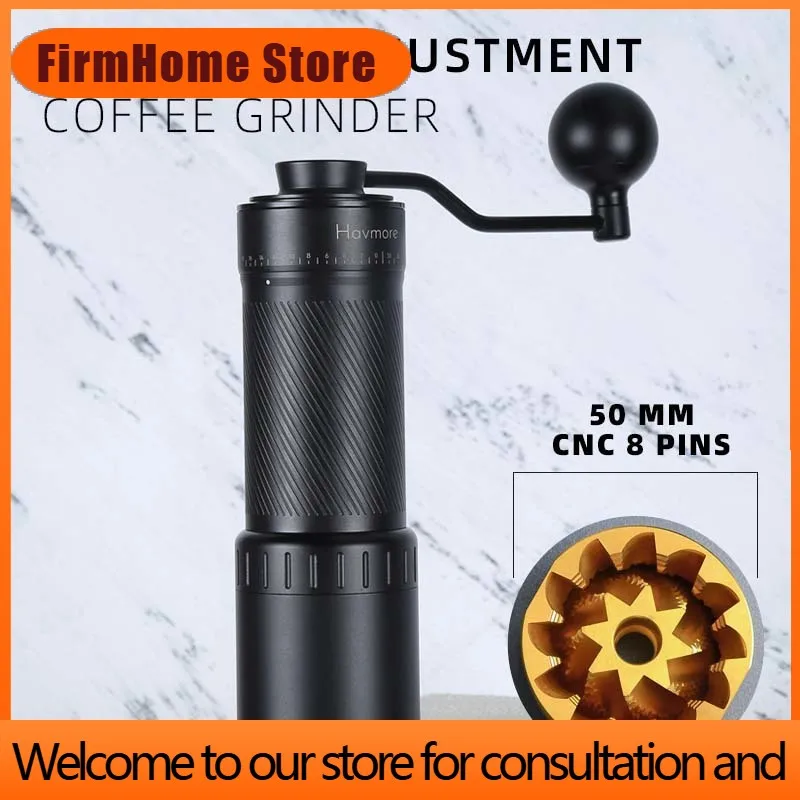 FirmHome StoreCoffee Grinders Havmore Barista Espresso Portable EXTERNAL Adjustable 50MM Titanium Burr Manual Coffee Grinder Han