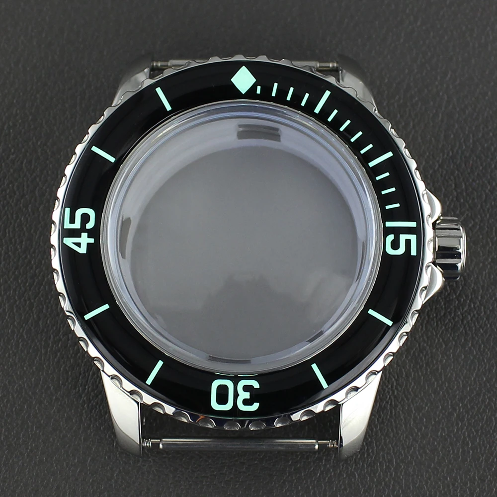 NH35 Case 45mm Men's Watch Case 100m Waterproof for Fifty Fathoms Fit NH35 NH36 NH38 NH34 Automatic Movement Watches Accessories