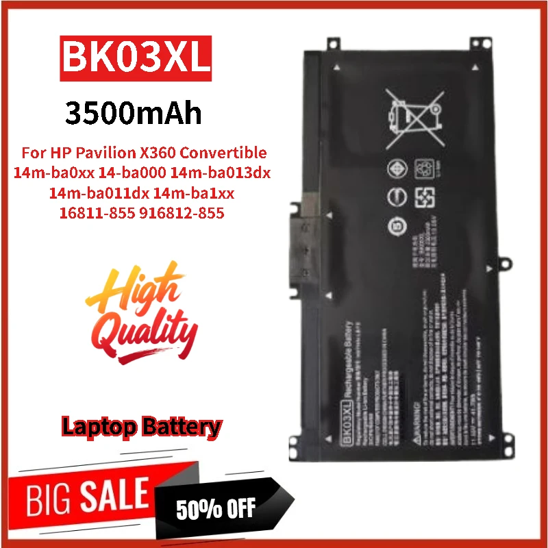 

Новый сменный аккумулятор для ноутбука BK03XL, 11,55 В, 3500 мАч, для HP Pavilion X360 Convertible 14m-ba0xx Ba000 Ba013dx Ba011dx Ba1xx