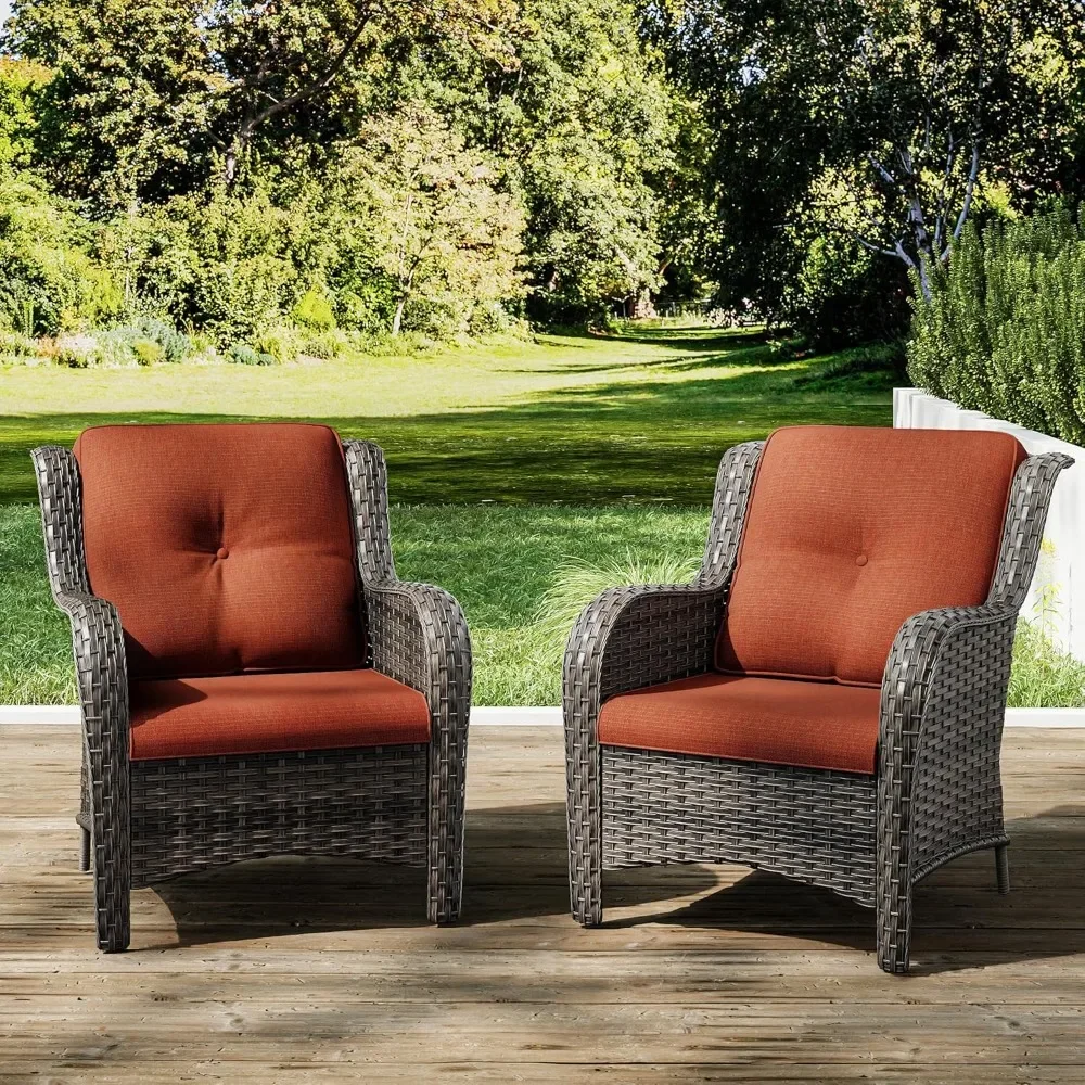 

Outdoor Wicker Chair Rattan Patio Dining Chairs Set of PE Wicker Patio Chairs with 4inch Seat Cushions Outdoor Patio Seating