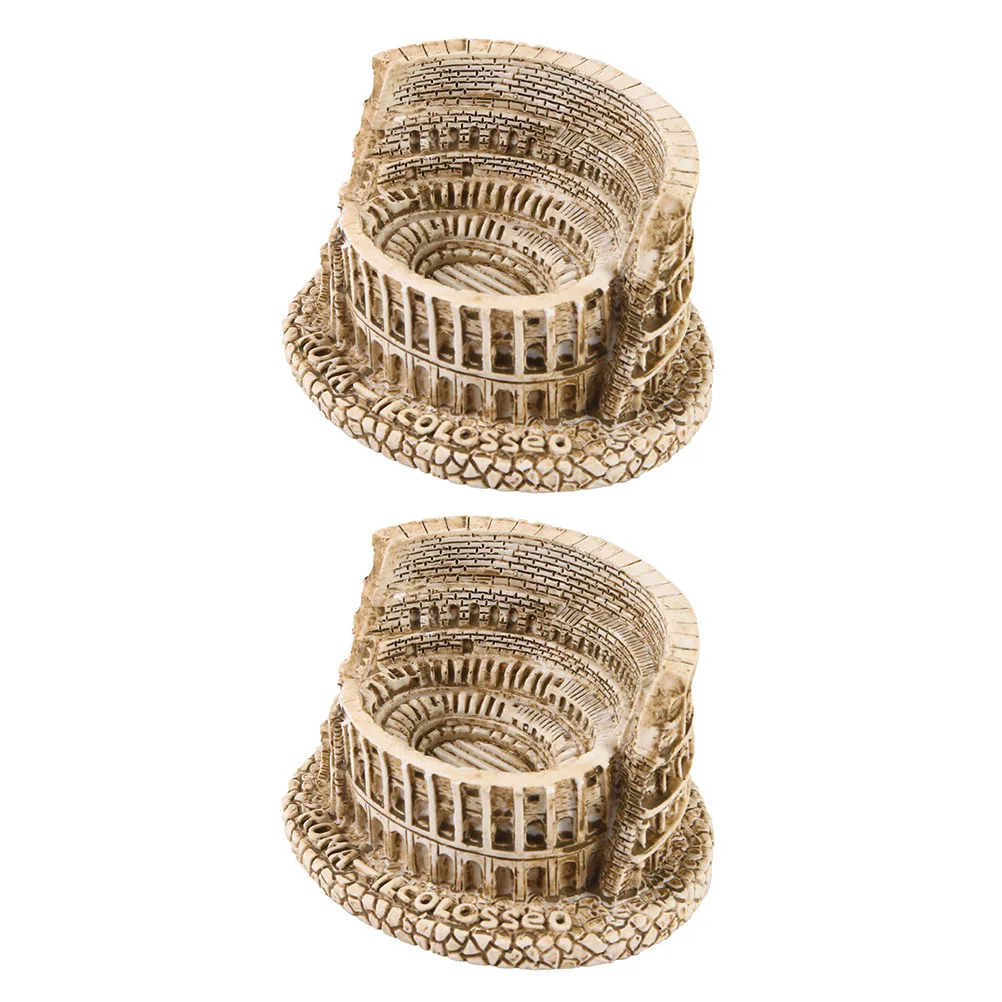 

2PCS Resin Handicraft Ornaments Realistic Design Ideal Gift DIY Sand Table Miniature Colosseum Decor Bonsai Adornment