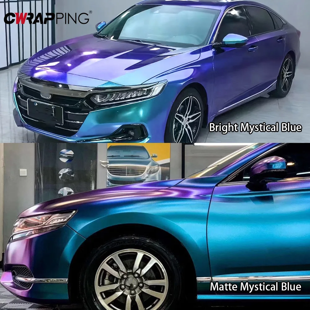 

Car Wrapping Sticker Purple Blue Chameleon Shiny Car Stuff Motorcycle Stickers Waterproof Color Change Air Bubble Free PVC Decor
