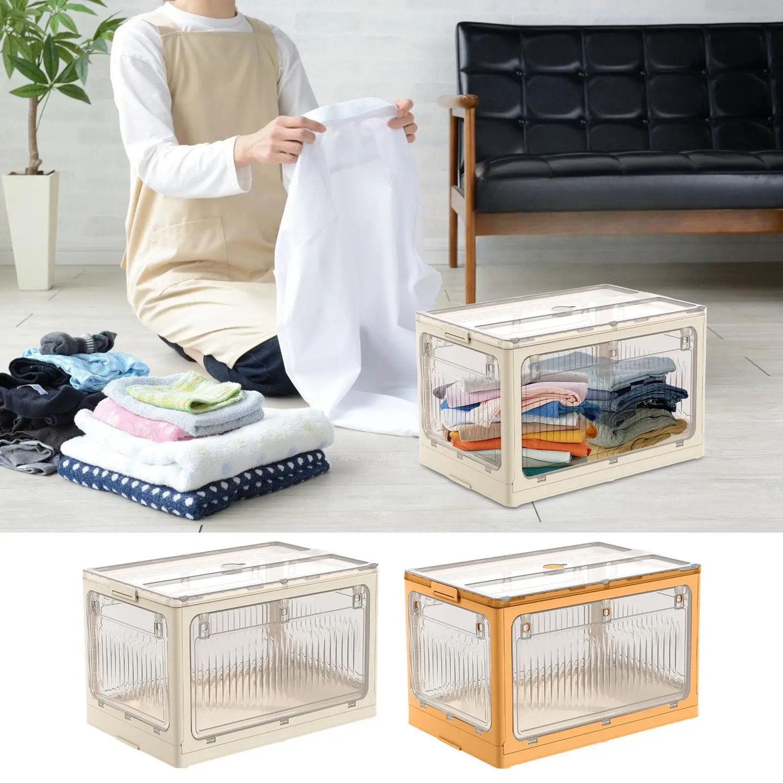 

Storage Box Foldable Storage Container Box Bin Space-Saving Cubes Crates Organization Decorative Container For Pantry Kitchen
