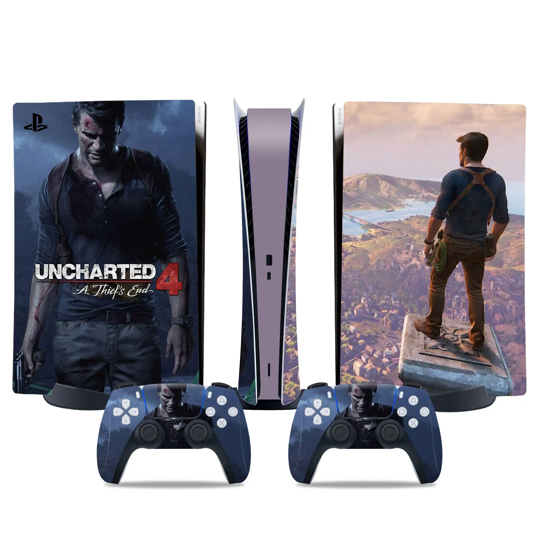 PS5 الشارات الرقمية وحدة التحكم والتحكم ملصقا الجلد ، اكسسوارات الفينيل ، Uncharted 4