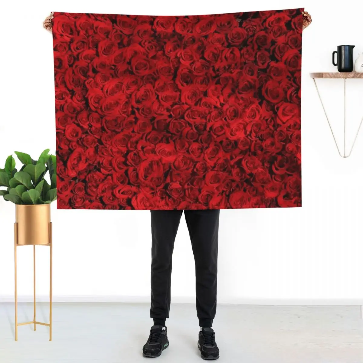

Bed of Red Roses Throw Blanket Soft Warm Blanket Gift for Men Women Adults