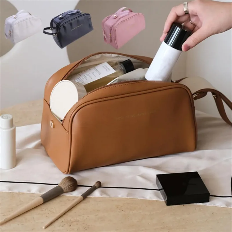 Borsa per il trucco portatile con articoli da toeletta da viaggio di grande capacità cosmetici