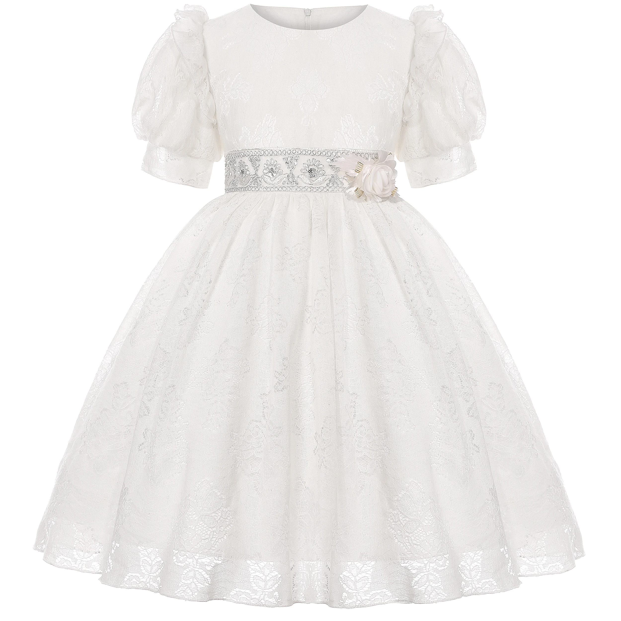 

Lace flower bow princess dress Princess beauty pageant outfit Graduation dance party dress Wedding party flower girl dress