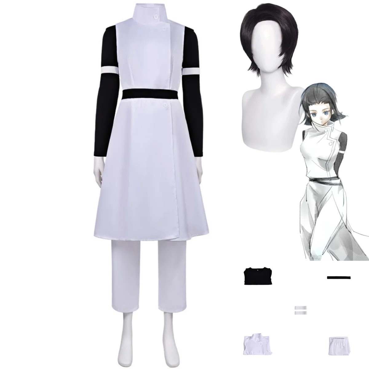 

Anime Jujutsu Kaisen Yuuta Okkotsu Cosplay Costume White Battle Uniform Coat Full Set Wig Man Woman Halloween Carnival Suit