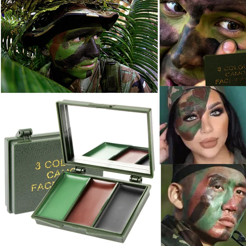 Camo Face Paint - 3 색 육군 팬 야외 CS