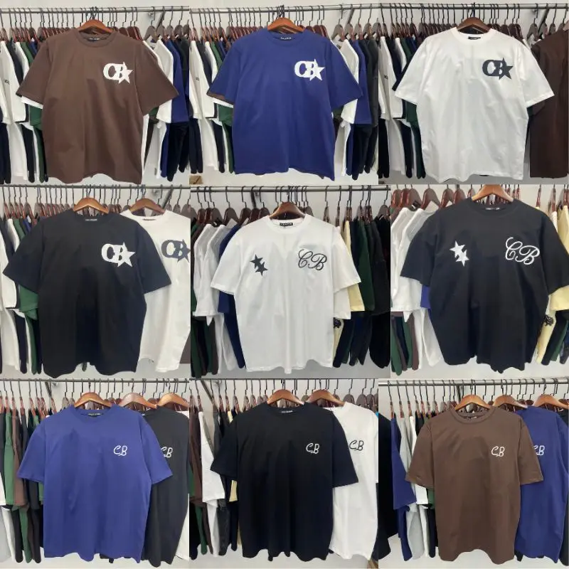 

Real Photo Cotton Unisex Casual Loose CB Logo Tshirts Casual Loose Men Women Short Sleeve Fashion Streetwear Breathable Tops