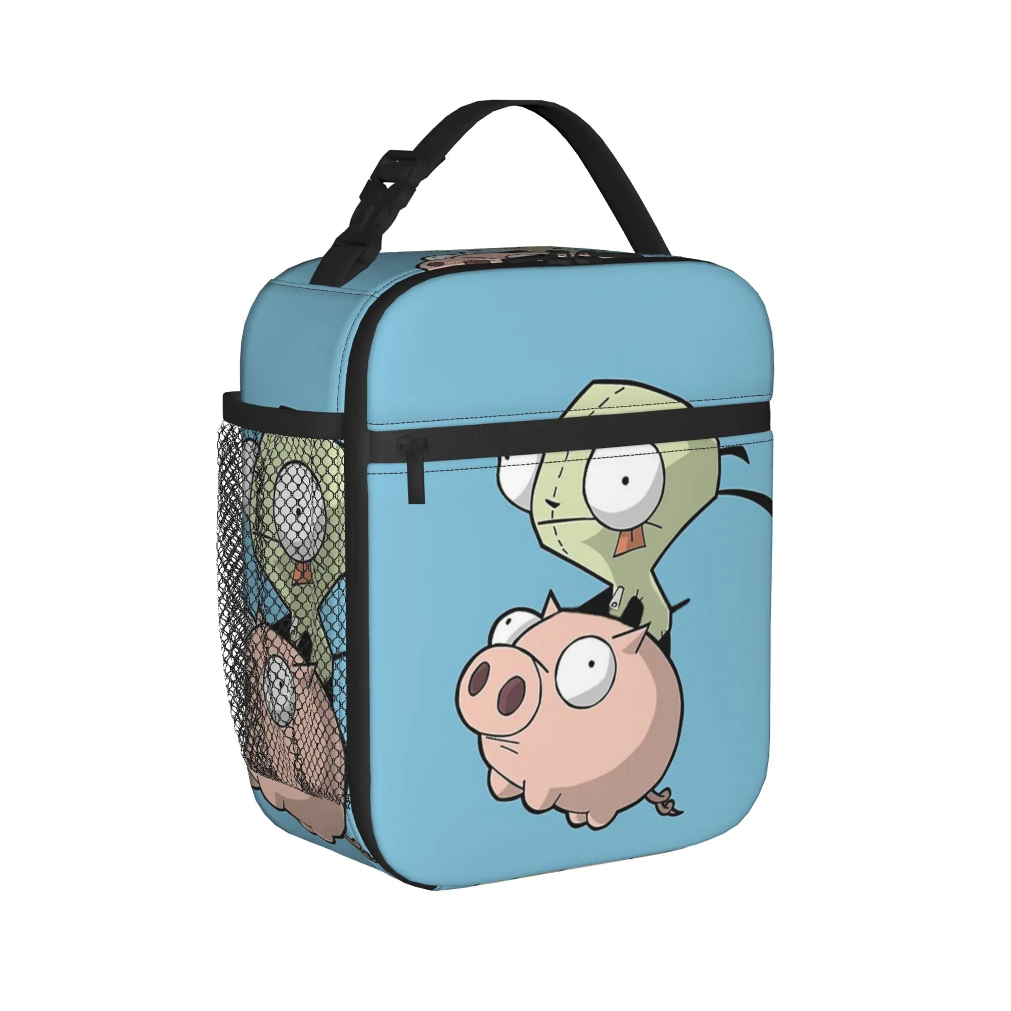 Gir and Piggy Insulated Lunch Bags Thermal Bag Reusable,Meal Container Invaders Zims  Alien Leakproof Tote Lunch Box Girl Boy