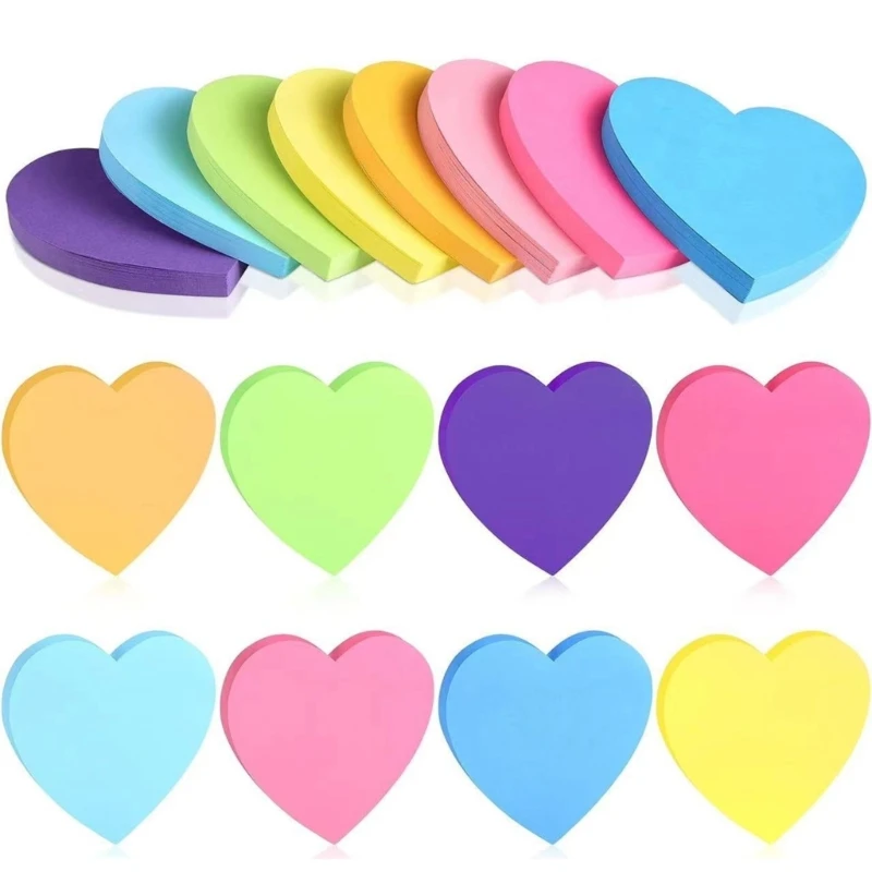 480 fogli carta per appunti colorata Carta per appunti rettangolare Carta per appunti a forma cuore