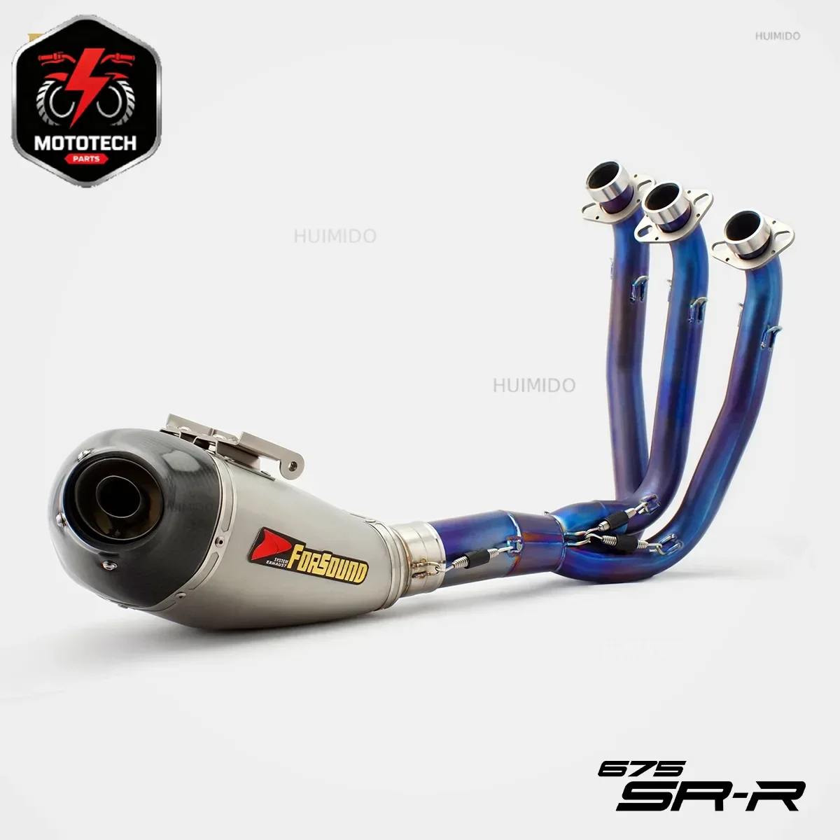 For 675SR-R 675NK Exhaust Pipe Full Series Titanium Alloy Front Section Stainless Steel Semi-Back Pressure Bottom Exhaust
