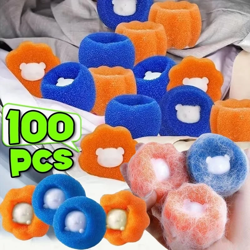 10-100Pcs Laundry Balls Pet Hair Remover Reusable Washing Machine Lint Catcher Clothes Fluff Fur Cleaner Home Cleaning Tools