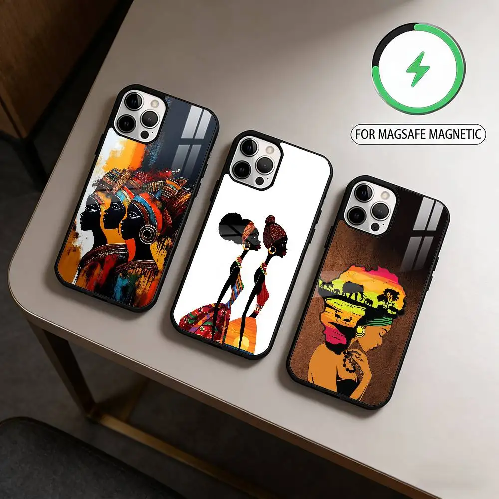 A-African Art Magnetic For Magsafe Wireless Charging Phone Case For iPhone17,16,15,14,13,12,11 Plus,Pro Max