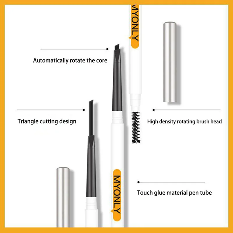 Lápiz de cejas ultradelgado con pincel, lápiz de cejas delgadas, lápiz triangular a prueba de manchas, bolígrafo de tatuaje de cejas marrón oscuro, 5 colores