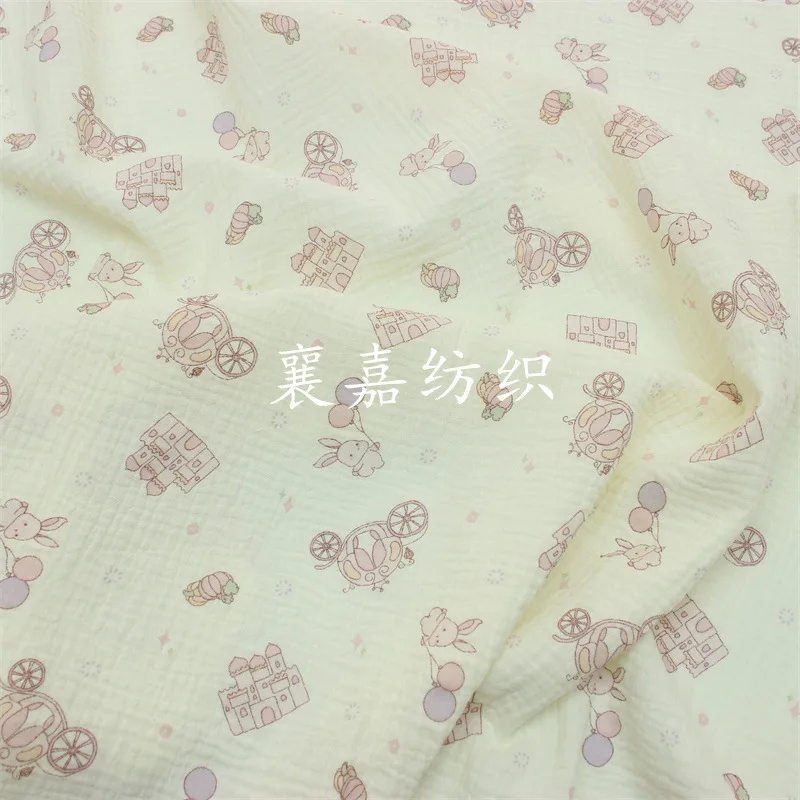 

Double Gauze Crepe, Bunny Castle, Baby Clothing, Pajamas, Blanket Bib Cotton Fabric