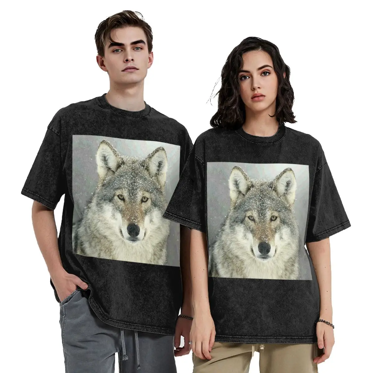 

Футболки с короткими рукавами в стиле хип-хоп «Серый волк», стираные топы, футболки, уличная футболка с принтом для мужчин и женщин