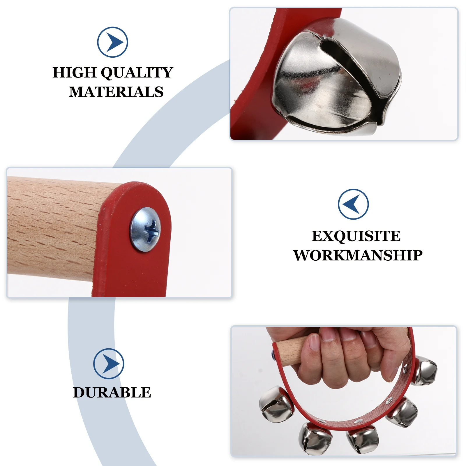 

5Pcs Wood Handle Bells with Clear Sound Perfect for Festivals Parades Hand Bell Playing Instrument Kids Developmental Activity