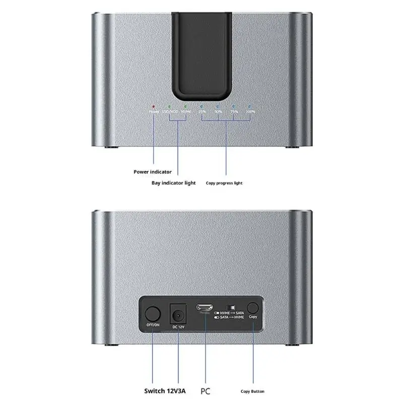 

Дубликатор жесткого диска M.2 с двойным отсеком 652F, скорость 10 Гбит/с, адаптер офисного жесткого диска NVMe, док-станция M.2