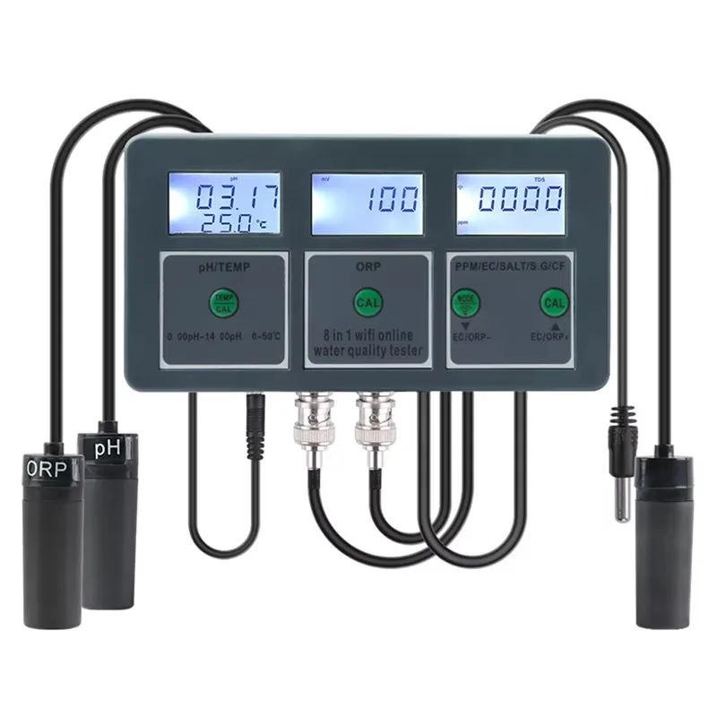 8-In-1 water quality detector with WiFi and multi-probe