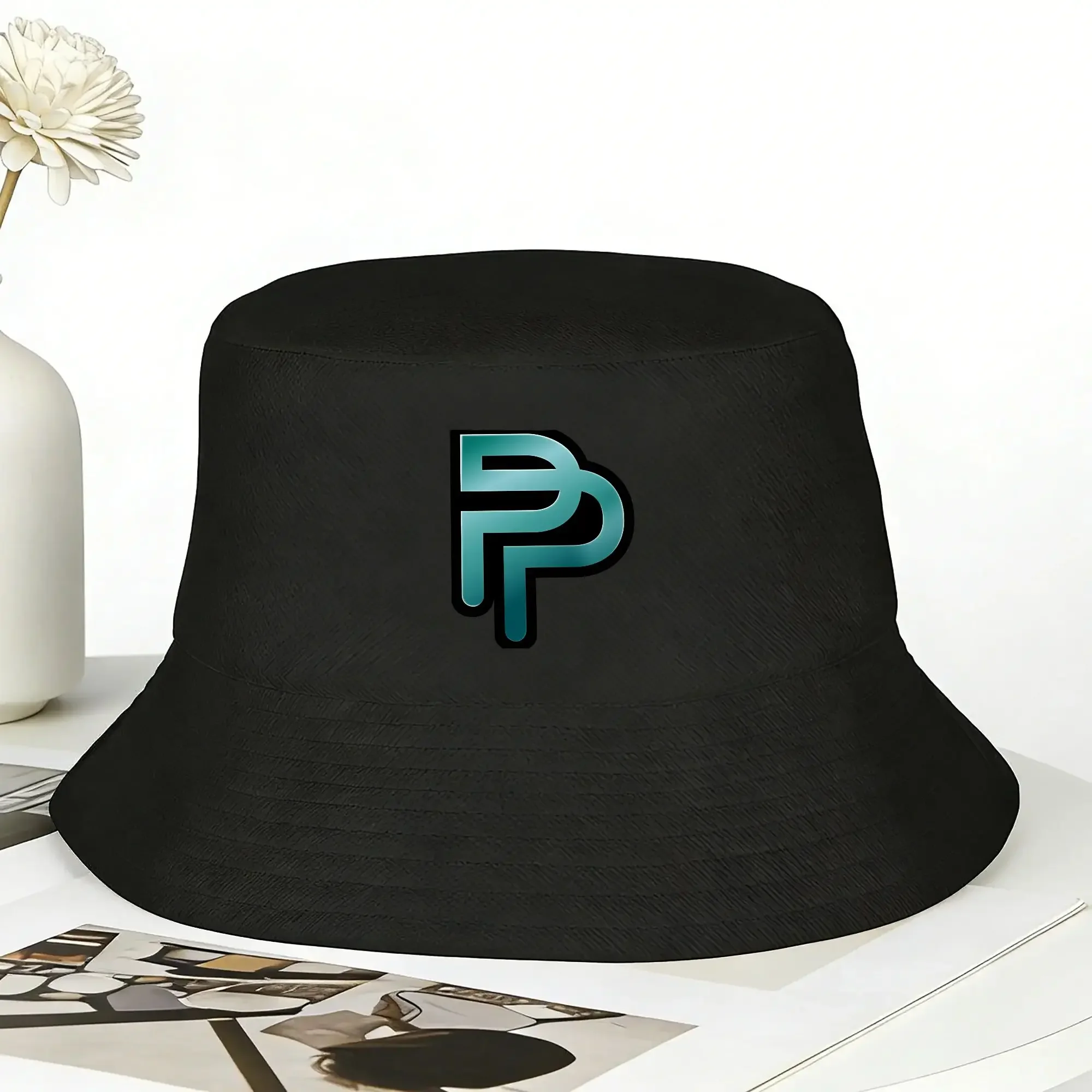 New Pond Phuwin Thai BL Fandom Logo Badge Shiny Metallic Bucket Hat For Men Women Casual Fishing Sun Hats Breathable Design Cap