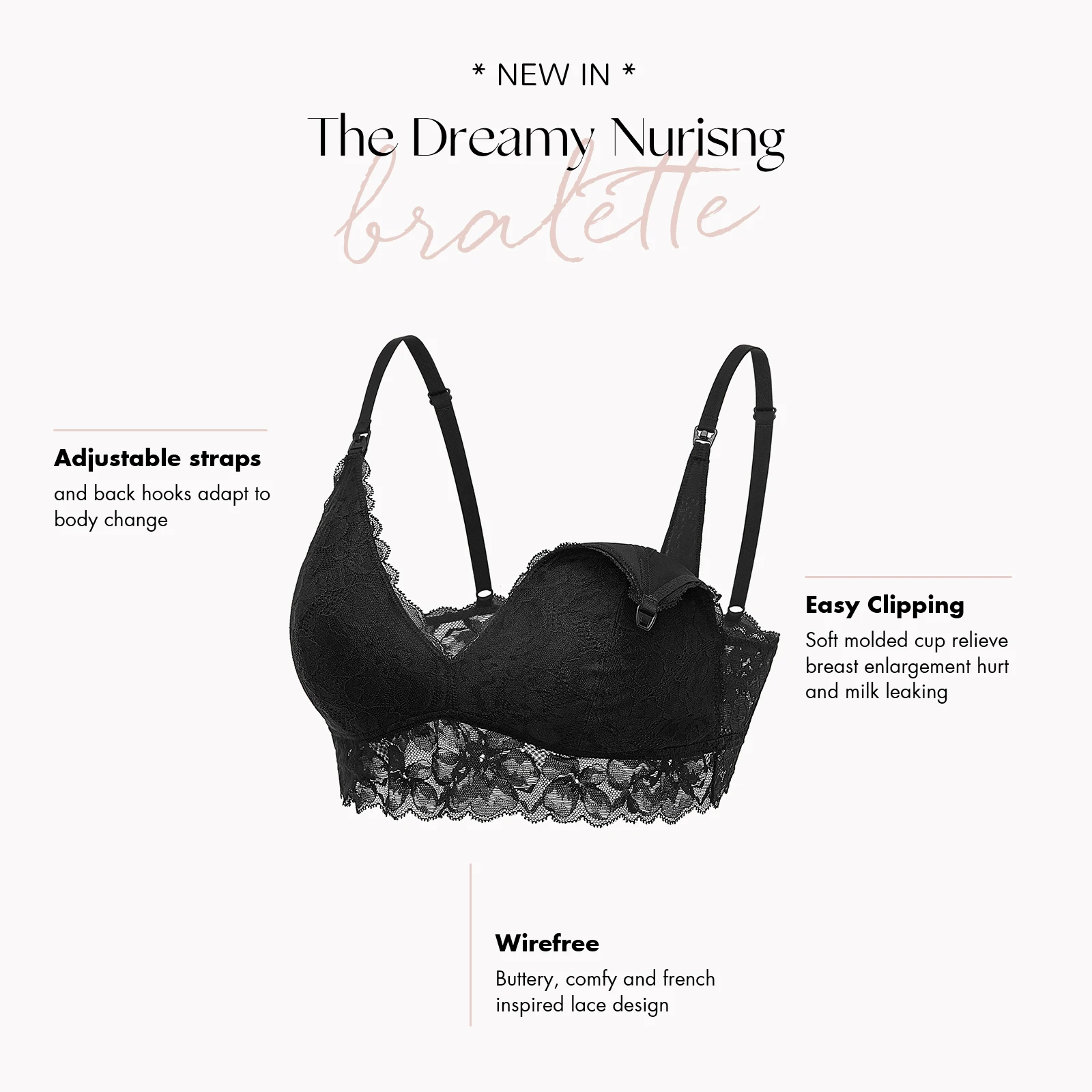 MOMANDA Lace Wirefree Maternity Nursing Bra Sexy Breastfeeding Lightly Padded Lingerie Bralette For Pregnant Women Lactation