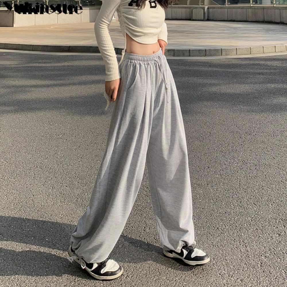 Gray Joggers Sweatpants Women cargo pants cotton Korean Y2K Summer Harajuku High Waist Black Women\'s pants Wide Leg Trousers