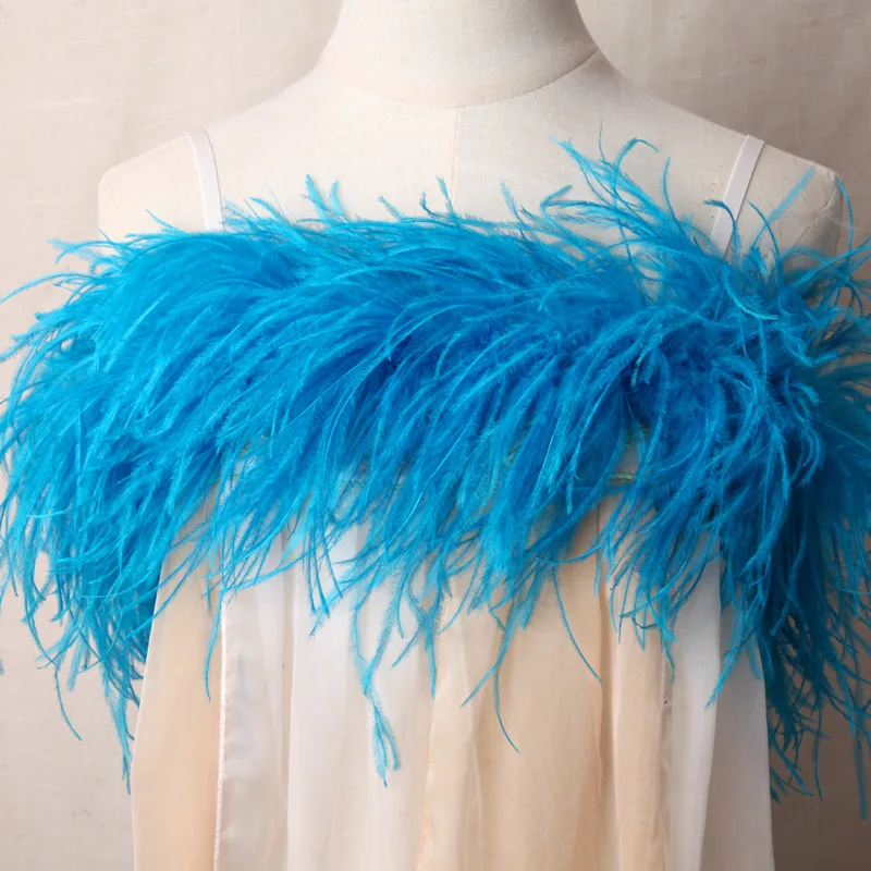 2 Meters Ostrich Feathers Boa Craft Accessories Plumas 6Ply Dress for Wedding Diy Feather Supplies Decoration the Table Crafts