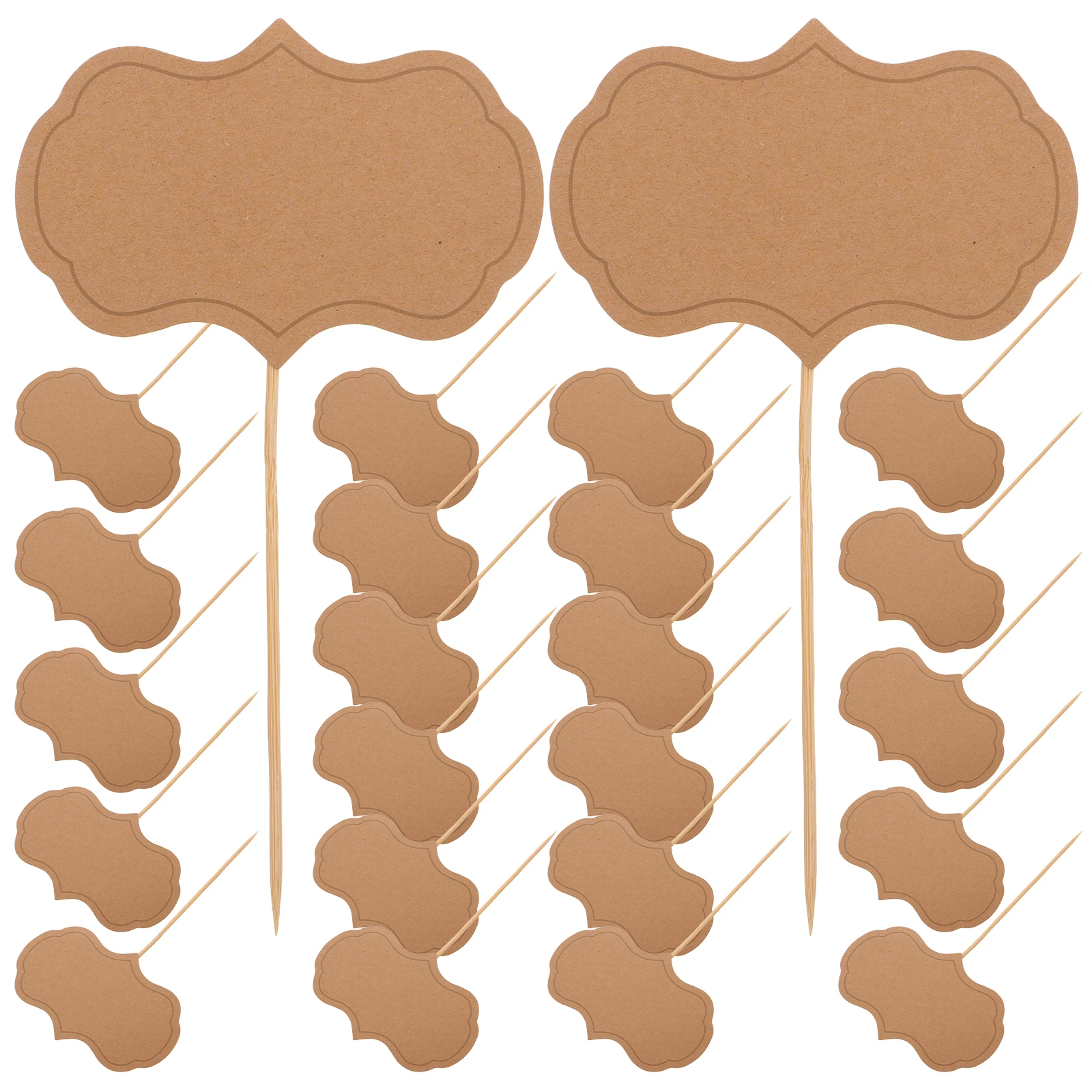 

24Pcs Wooden Food Labels Set Blank Cupcake Picks for Wedding Buffet Table Decorative Cheese Board Accessories Party Supplies