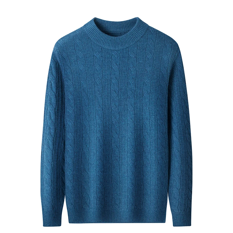 

100% Sheep Wool Trendy Clothes Men 2025 Winter Thicken Twisted Cashmere Wool Sweater Casual Pure Wool Warm Knitwear Pullovers