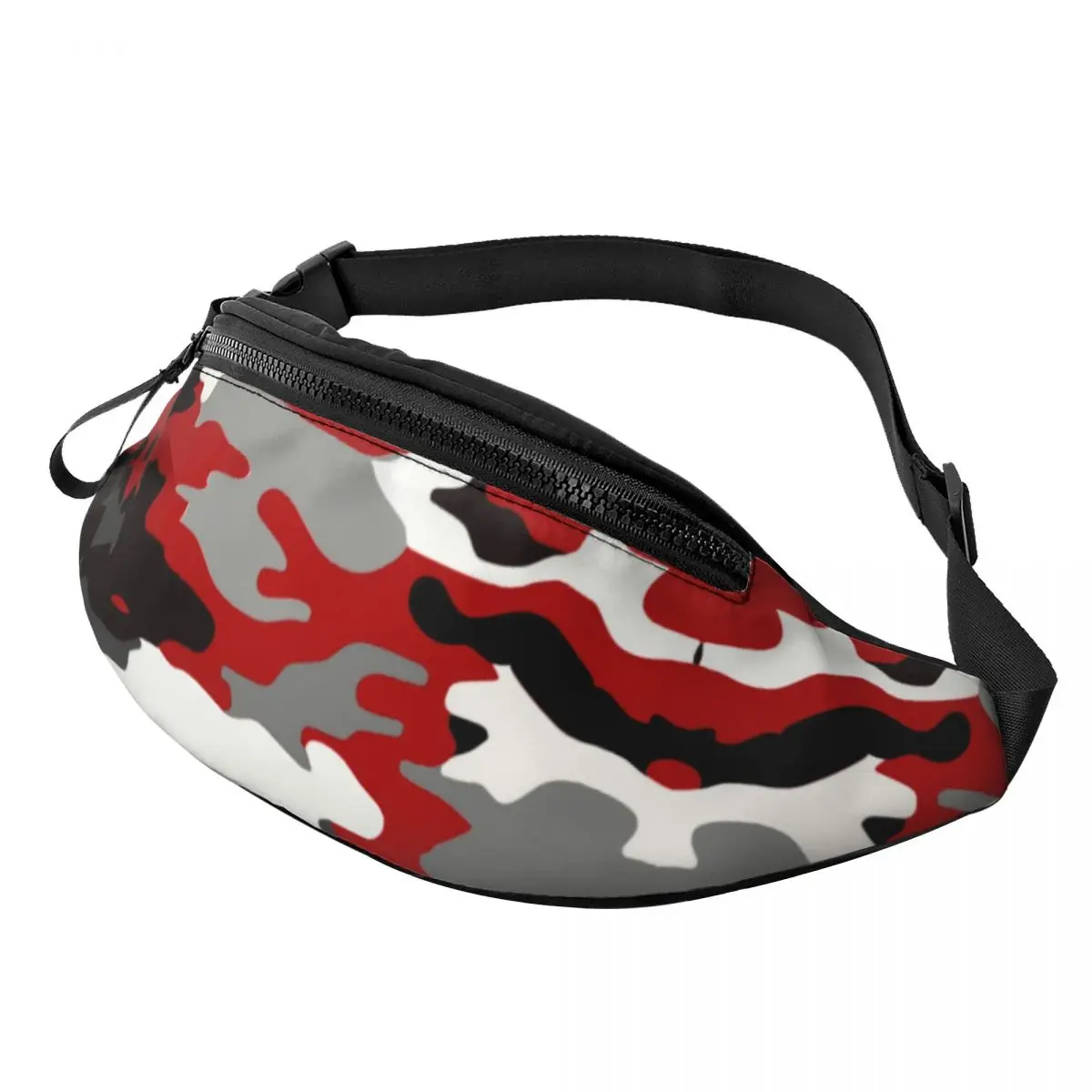 Op Maat Gemaakte Rode Camo Fanny Pack Voor Vrouwen Mode Leger Militaire Camouflage Crossbody Heuptas Reizen Wandelen Telefoon Geld Zakje