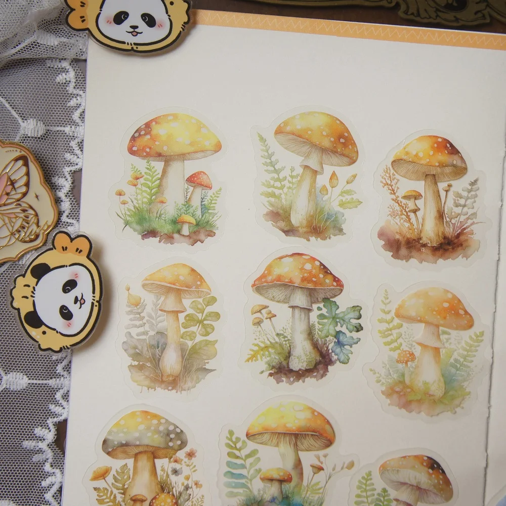 

18pcs Wild Mushrooms in The Forest Style PVC Sticker Scrapbooking DIY Gift Packing Label Decoration Tag