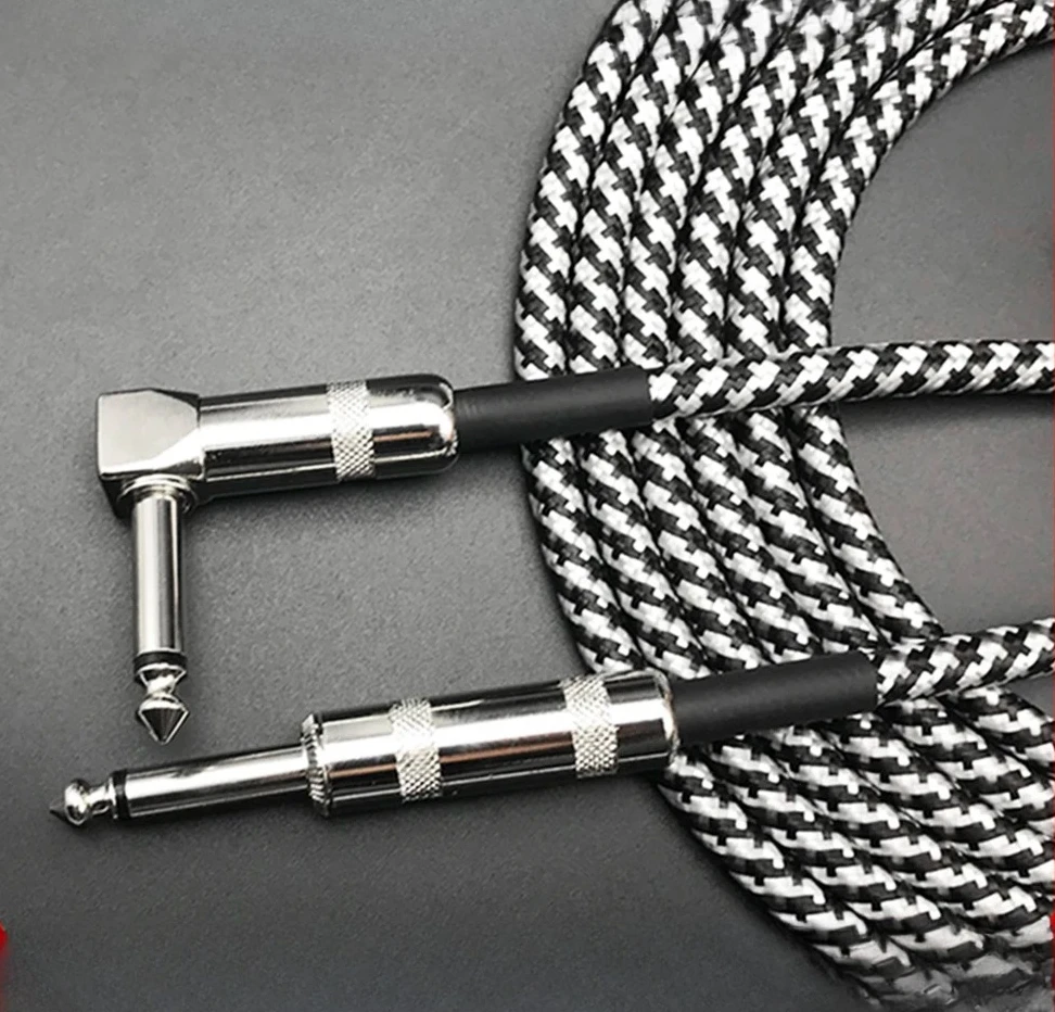 Electric Guitar Audio Cable 6M 3 Meters Bass Guitarra Cable Jack Cord 1/4 Inch Straight to Angle Plug Cable