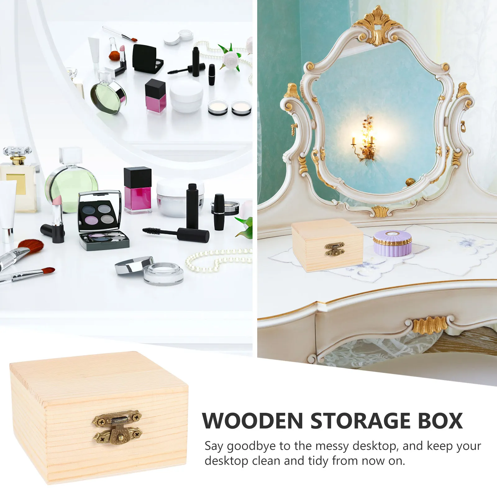 

4pcs Wooden Jewelry Boxes Natural Solid Wood Retro Lock Design Portable Storage Gift Box For Jewelry Small Objects Wood Packing