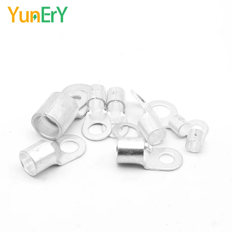 10PCS OT10/16/25/35/50-6/8/10/12/14 Electrical Terminal O-Type Terminal Cable Connector Copper Tinned Ring Connector 12-1/0 AWG