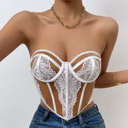 Corsetto Crop Top Sexy Bustier con ferretto Y2k Slim Fishbone canotta estate Chic senza maniche Camis abbigliamento donna tendenza 2024