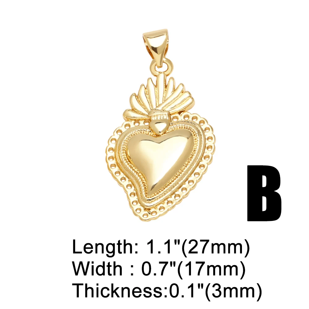 OCESRIO Trendy White Crystal Heart Pendant for Necklaces Copper Gold Plated Handmade DIY Jewelry Making Supplies pdtb761
