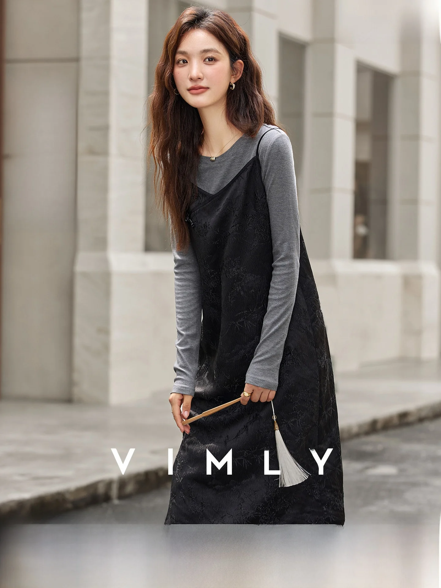 

Ele Chinese Sle Women's Knitted Dr Set Long Sve round Ne Two-Piece Suit Casual Faion Autumn Collection